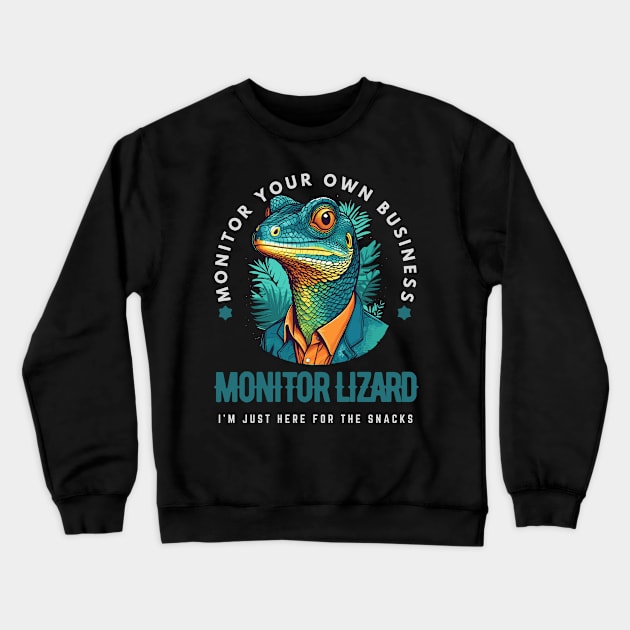 Monitor Lizard Humor Crewneck Sweatshirt by Pearsville